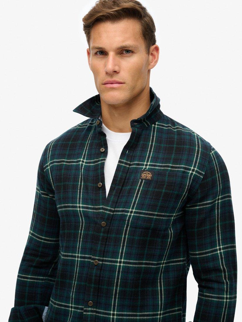 Product image 5 of 6, which shows Superdry Long Sleeve Cotton Lumberjack Shirt, Frontier Check Navy, S