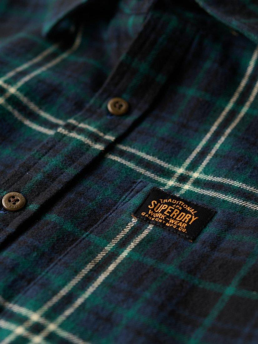 Product image 6 of 6, which shows Superdry Long Sleeve Cotton Lumberjack Shirt, Frontier Check Navy, S