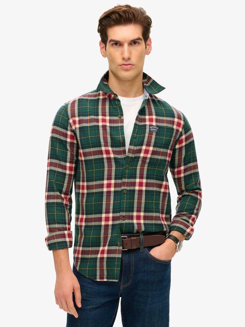 Product image 1 of 7, which shows Superdry Long Sleeve Cotton Lumberjack Shirt, Oregon Green, S