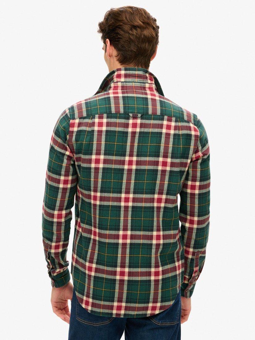 Product image 2 of 7, which shows Superdry Long Sleeve Cotton Lumberjack Shirt, Oregon Green, S