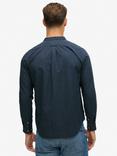 Superdry Grandad Shirt, Indigo Micro Texture