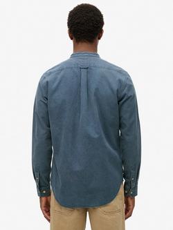 Superdry Merchant Indigo Grandad Shirt, Indigo Gingham - view 2, Indigo Gingham