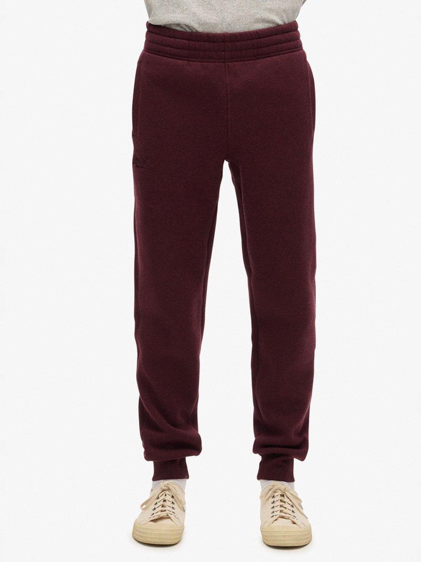 Product image 1 of 5, which shows Superdry Essential Logo Cotton Blend Joggers, Tawny Port Red Marl, S