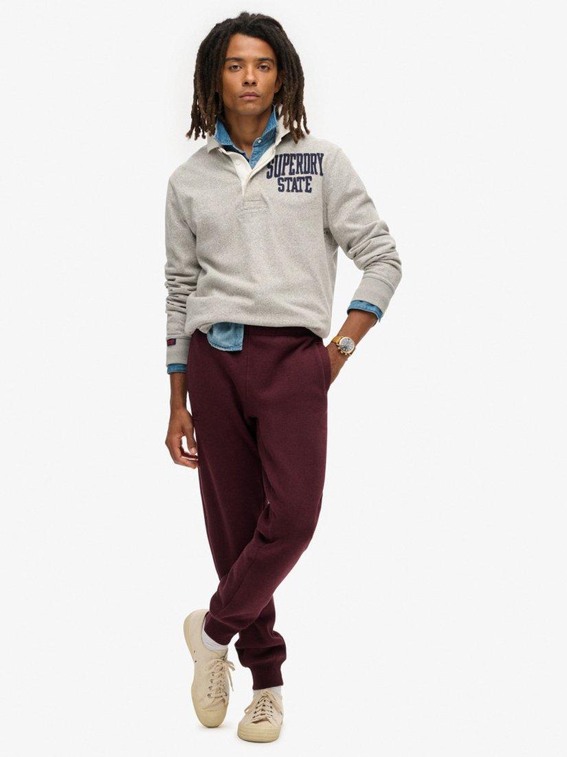 Product image 3 of 5, which shows Superdry Essential Logo Cotton Blend Joggers, Tawny Port Red Marl, S