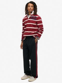 Superdry Essential Logo Straight Joggers, Black/Rich Burgundy