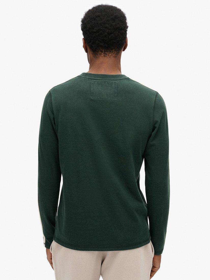 Product image 2 of 6, which shows Superdry Vintage Athletic Long Sleeve Striped Top, Academy Dark Green, S