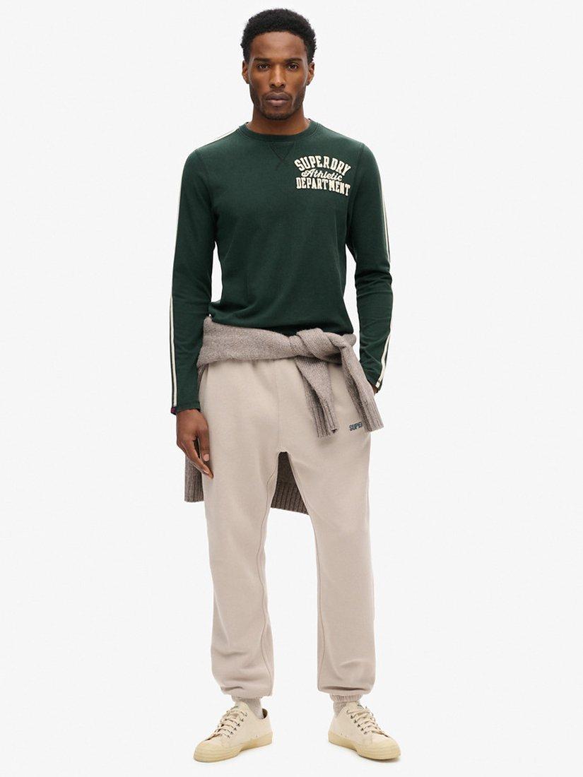 Product image 3 of 6, which shows Superdry Vintage Athletic Long Sleeve Striped Top, Academy Dark Green, S