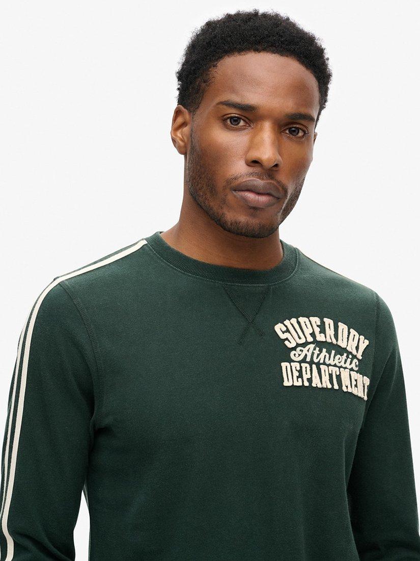 Product image 5 of 6, which shows Superdry Vintage Athletic Long Sleeve Striped Top, Academy Dark Green, S