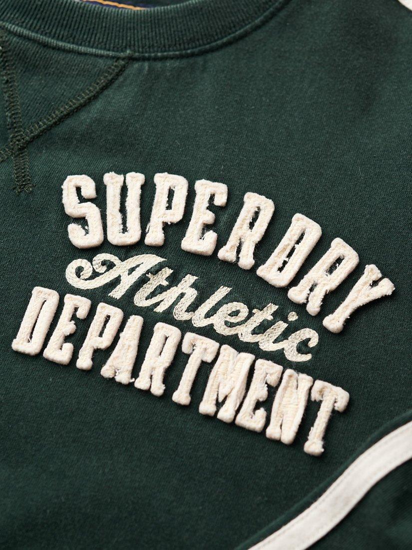 Product image 6 of 6, which shows Superdry Vintage Athletic Long Sleeve Striped Top, Academy Dark Green, S