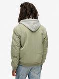 Superdry Military Hooded Bomber Jacket, Seagrass Green