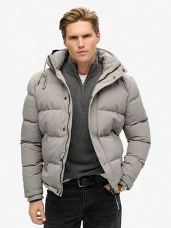 Superdry Everest Short Hooded Puffer Jacket, Alloy Grey, Alloy Grey