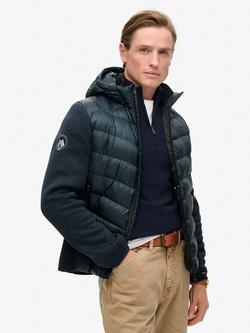 Superdry Hooded Knit Storm Hybrid Jacket, Eclipse Navy Marl, Eclipse Navy Marl