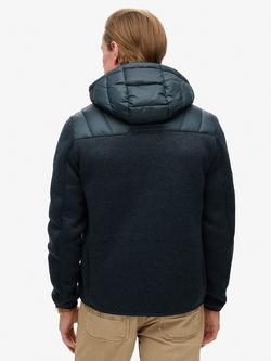 Superdry Hooded Knit Storm Hybrid Jacket, Eclipse Navy Marl - view 2, Eclipse Navy Marl