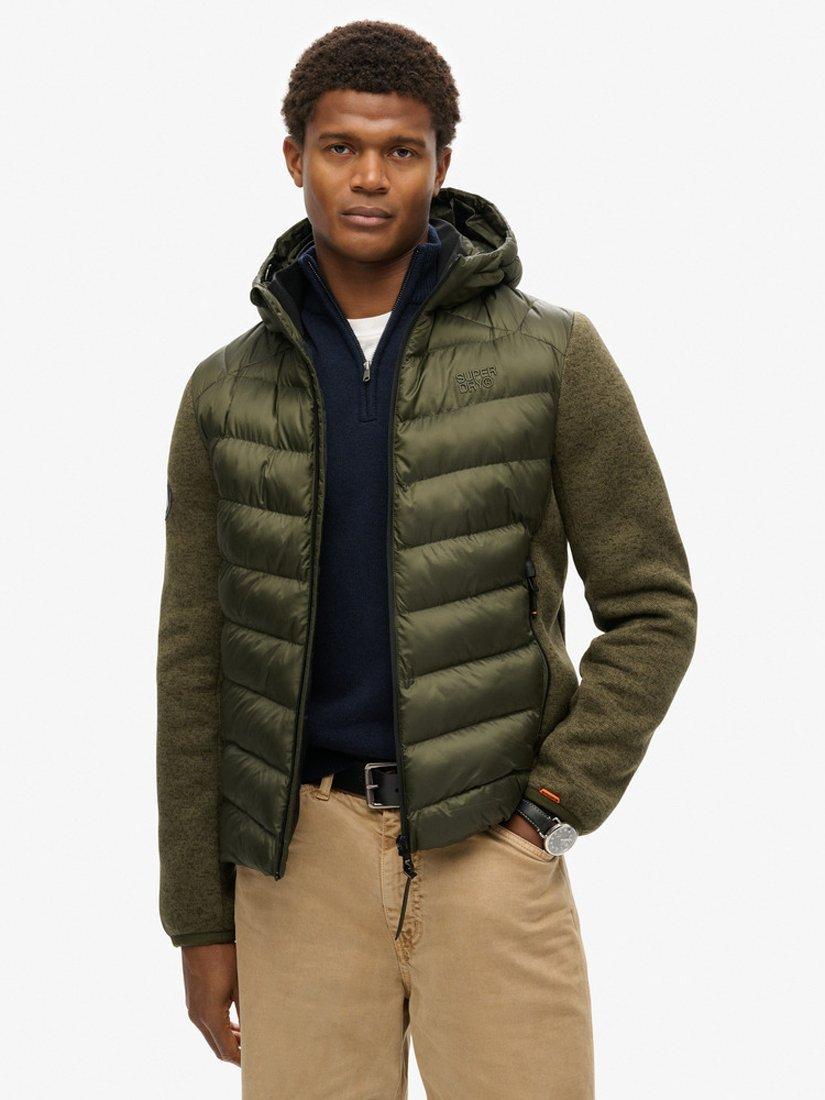 Superdry Hooded Knit Storm Hybrid Jacket Khaki Green Marl