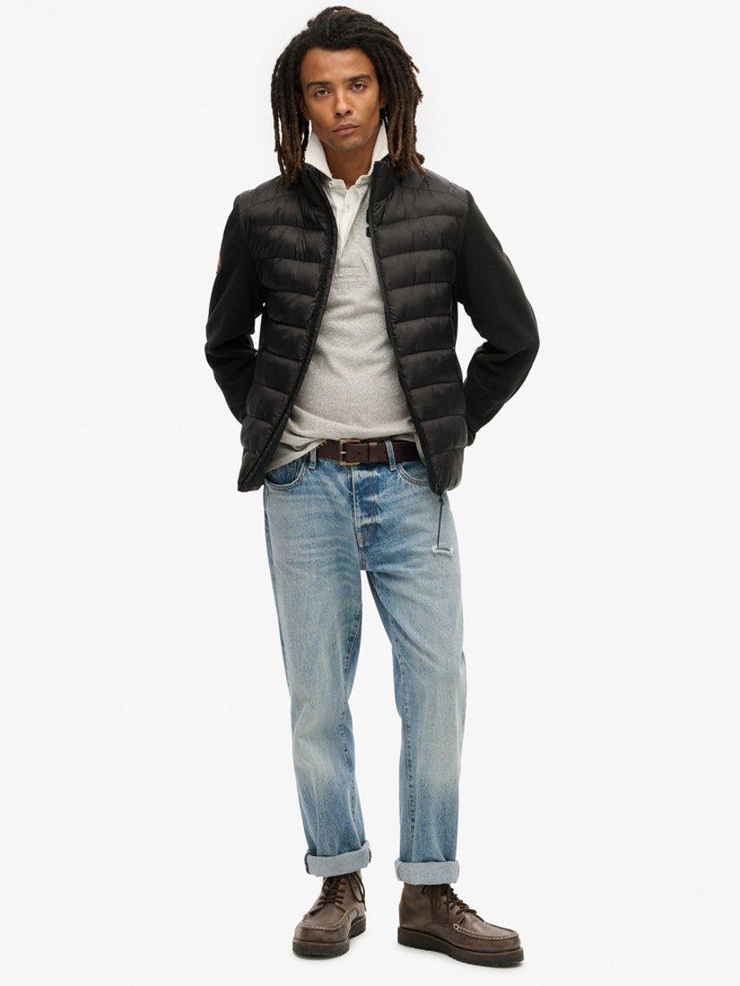 Product image 3 of 5, which shows Superdry Storm Fleece Hybrid Bomber Jacket, Black, S