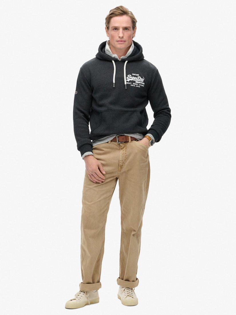 Product image 3 of 4, which shows Superdry Classic Vintage Logo Hoodie, Phantom Black Marl, S