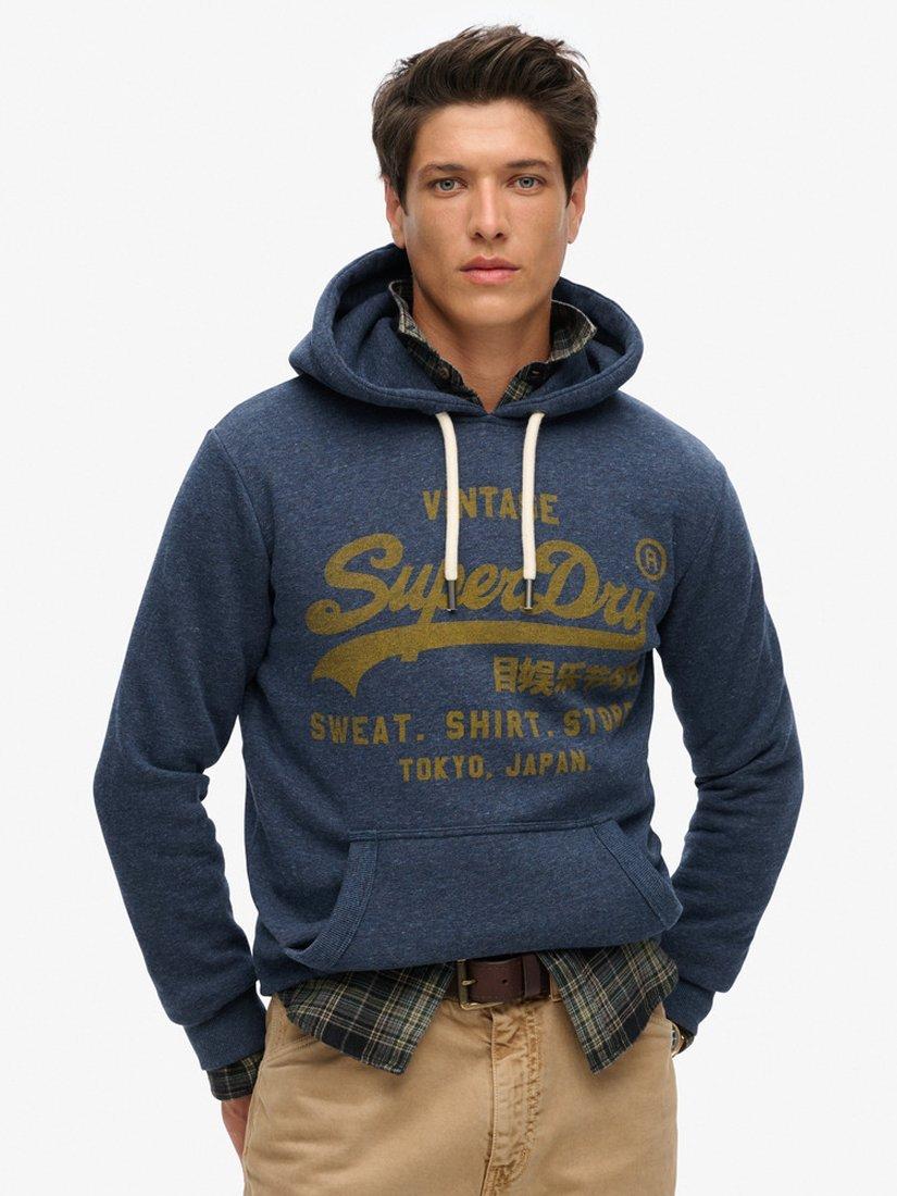 Product image 1 of 5, which shows Superdry Overhead Hoodie, Vintage Navy Marl, S