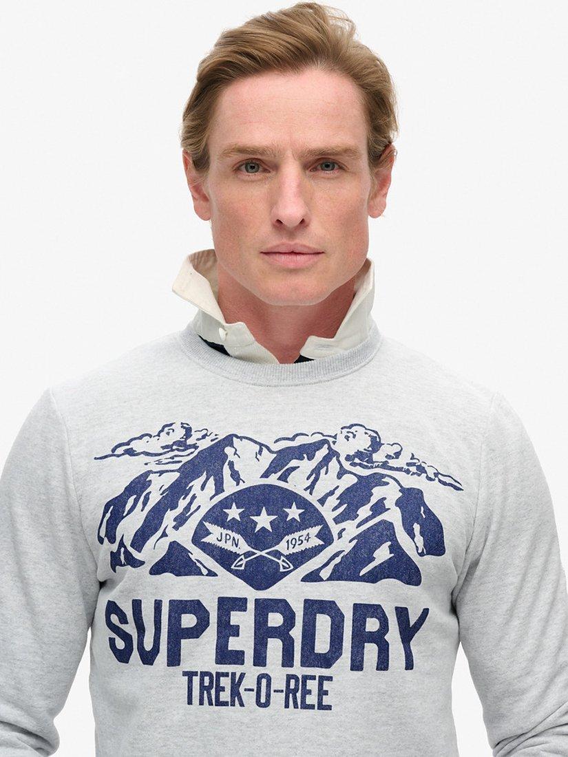 Product image 4 of 4, which shows Superdry Outdoors Graphic Crew Sweatshirt, Grey Marl, S