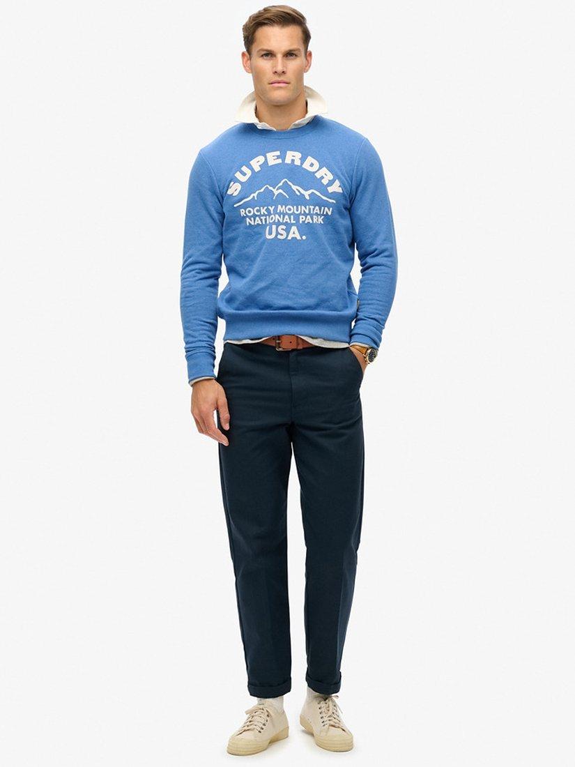 Product image 3 of 6, which shows Superdry Outdoors Graphic Crew Sweatshirt, Ocean Blue, S