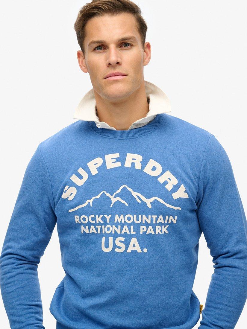 Product image 5 of 6, which shows Superdry Outdoors Graphic Crew Sweatshirt, Ocean Blue, S