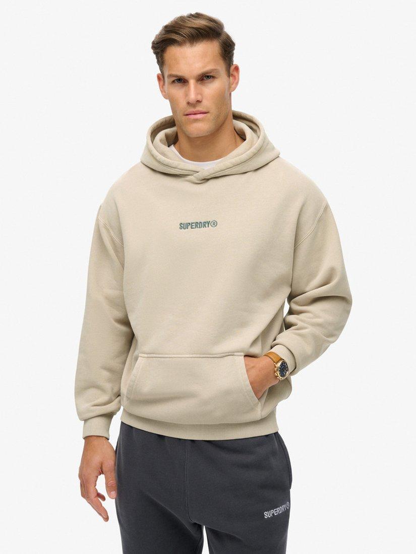 Product image 1 of 5, which shows Superdry Micro Logo Graphic Loose Hoodie, Chateau Gray, S