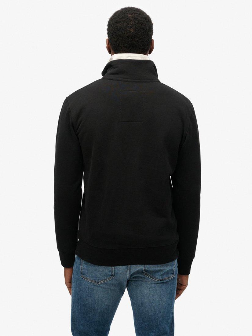 Product image 2 of 5, which shows Superdry Essential Logo Henley Zip Neck Sweatshirt , Black, S