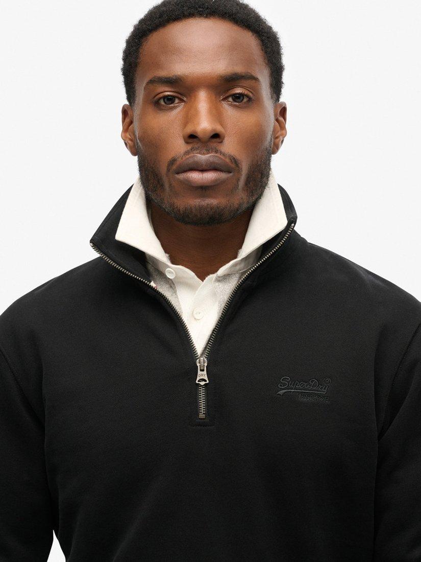 Product image 4 of 5, which shows Superdry Essential Logo Henley Zip Neck Sweatshirt , Black, S