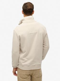 Superdry Essential Logo Henley Sweatshirt, Light Stone Beige - view 2, Light Stone Beige