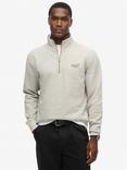 Superdry Essential Logo Henley Zip Neck Sweatshirt, Varsity Grey Gindle