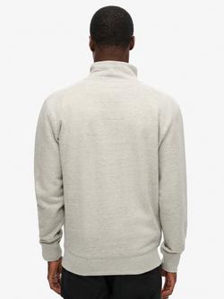 Superdry Essential Logo Henley Zip Neck Sweatshirt - view 2, Varsity Grey Gindle