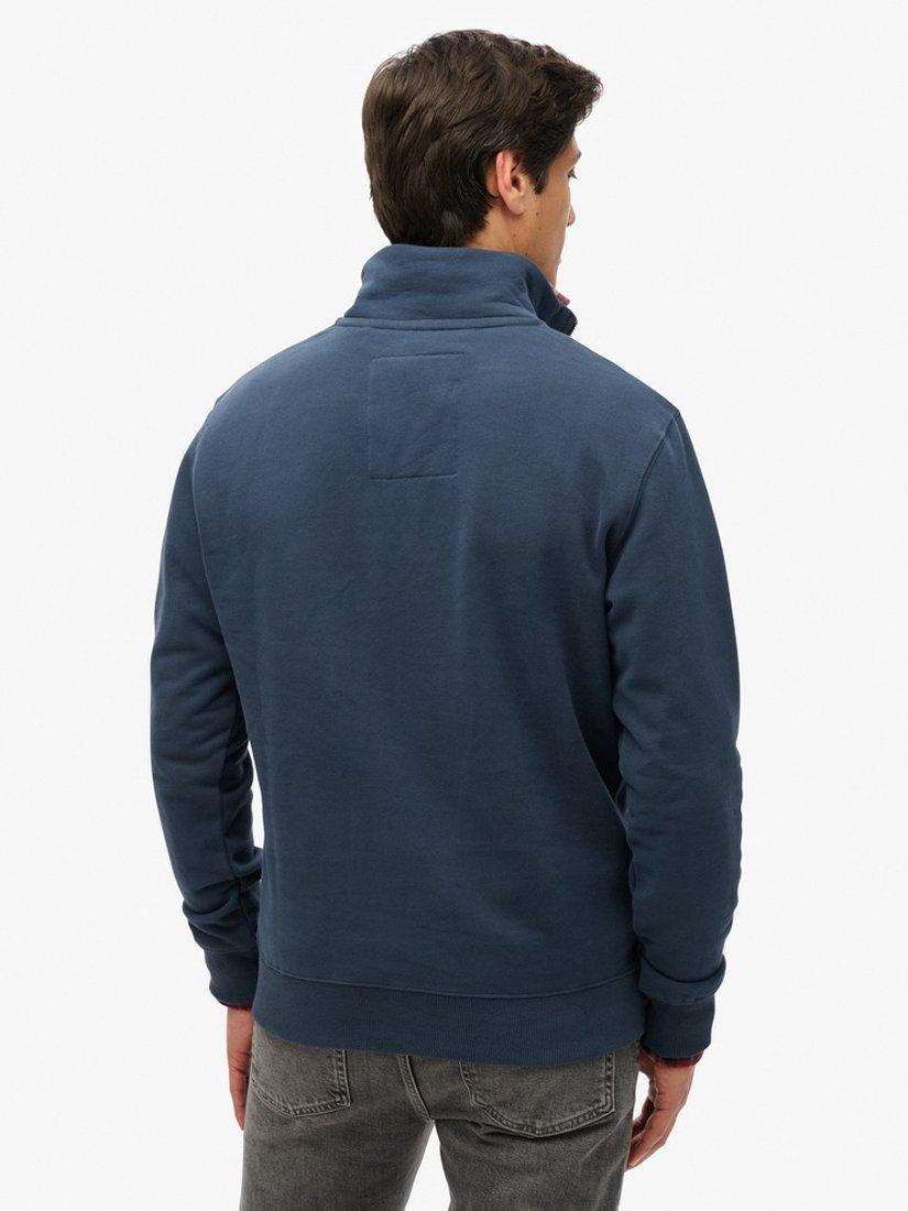 Product image 2 of 5, which shows Superdry Essential Logo Henley Zip Neck Sweatshirt , Lauren Navy, S