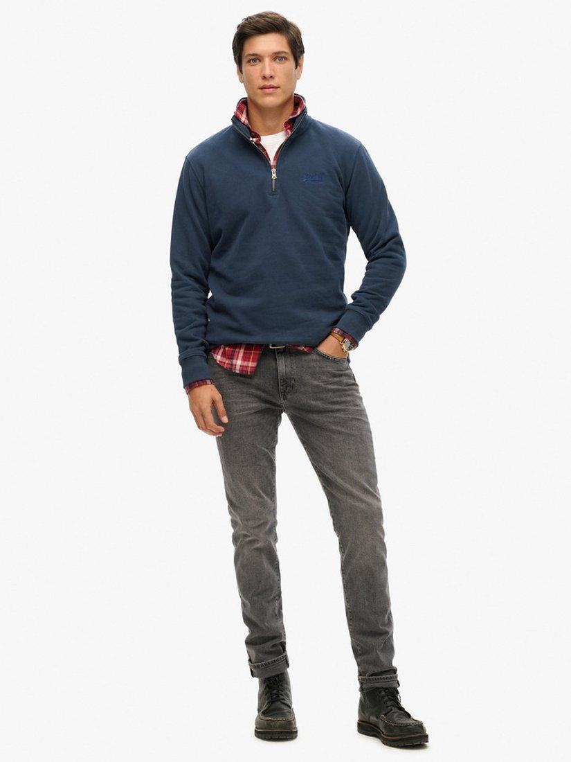 Product image 3 of 5, which shows Superdry Essential Logo Henley Zip Neck Sweatshirt , Lauren Navy, S
