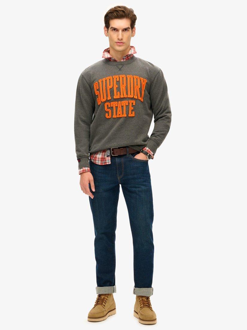 Product image 3 of 7, which shows Superdry Vintage Athletic Crew Sweatshirt, Charcoal Marl, S