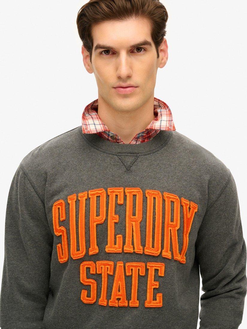 Product image 5 of 7, which shows Superdry Vintage Athletic Crew Sweatshirt, Charcoal Marl, S