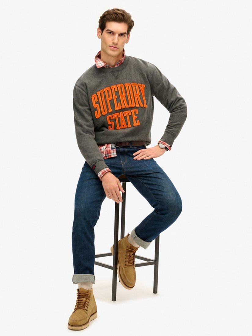 Product image 6 of 7, which shows Superdry Vintage Athletic Crew Sweatshirt, Charcoal Marl, S
