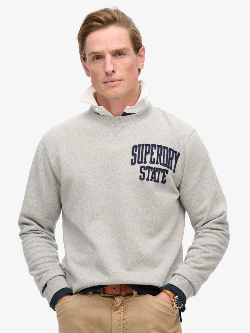 Product image 1 of 4, which shows Superdry Vintage Athletic Crew Sweatshirt, Light Grey, Light Grey, S