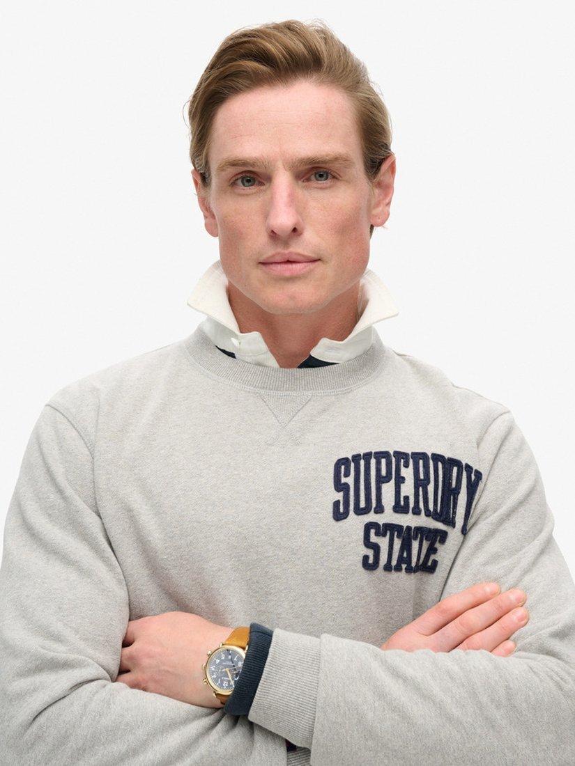 Product image 4 of 4, which shows Superdry Vintage Athletic Crew Sweatshirt, Light Grey, Light Grey, S