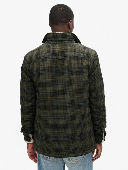 Superdry Fleece-Lined Check Overshirt - view 2, Haze Ombre Olive
