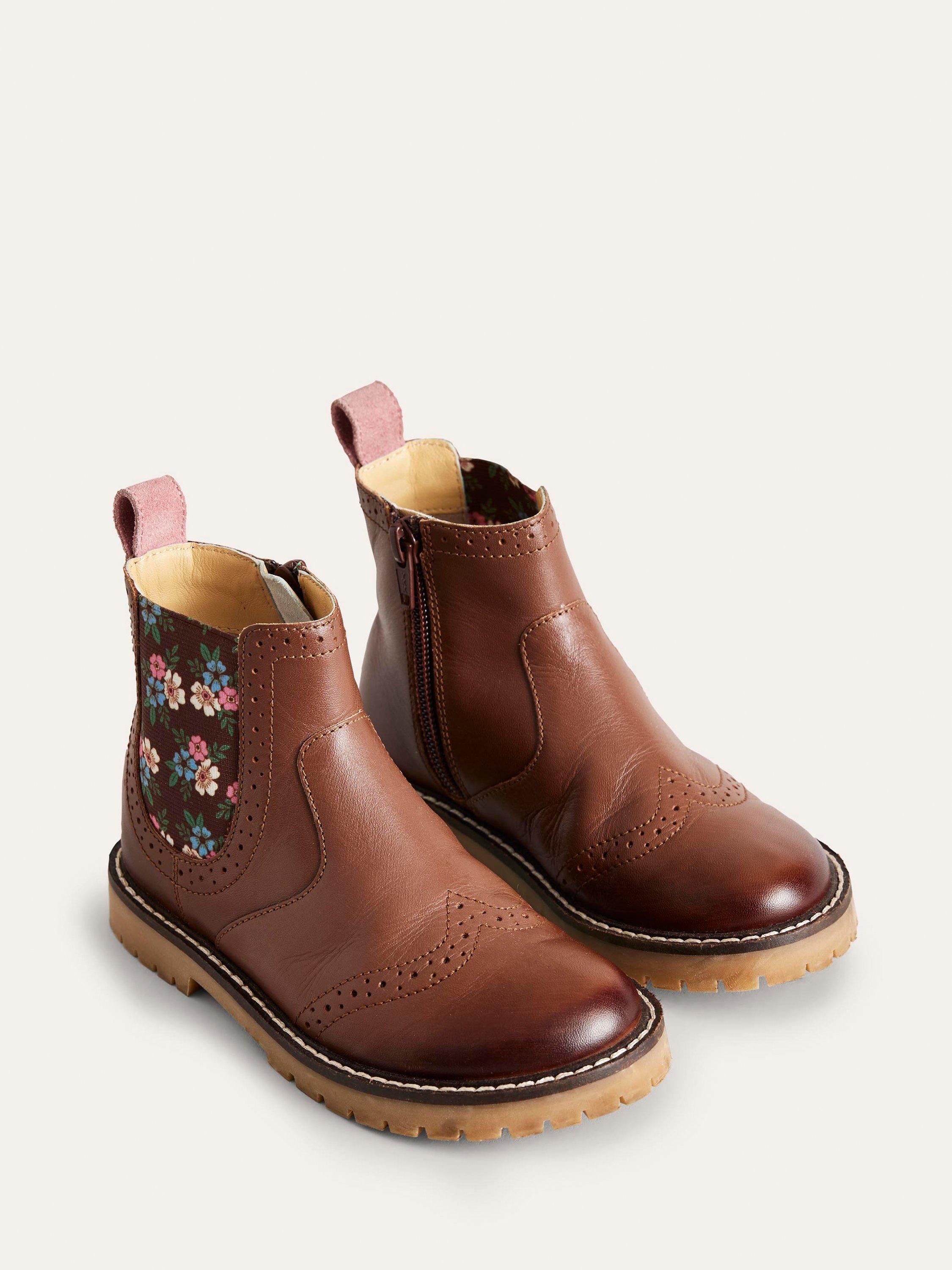 Product image 2 of 3, which shows Mini Boden Kids' Leather Chelsea Boots, Tan, 7 Jnr