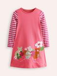 Mini Boden Kids' Elsie Big Applique Dress, Rose Pink Mice