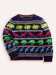 Mini Boden Kids' Fair Isle Jumper, Starboard Blue