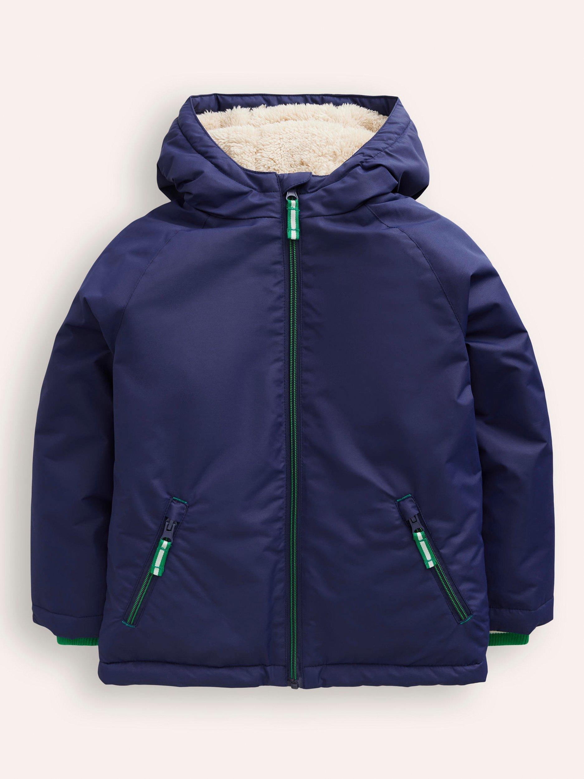 Mini Boden Kids Sherpa Lined Coat College Navy