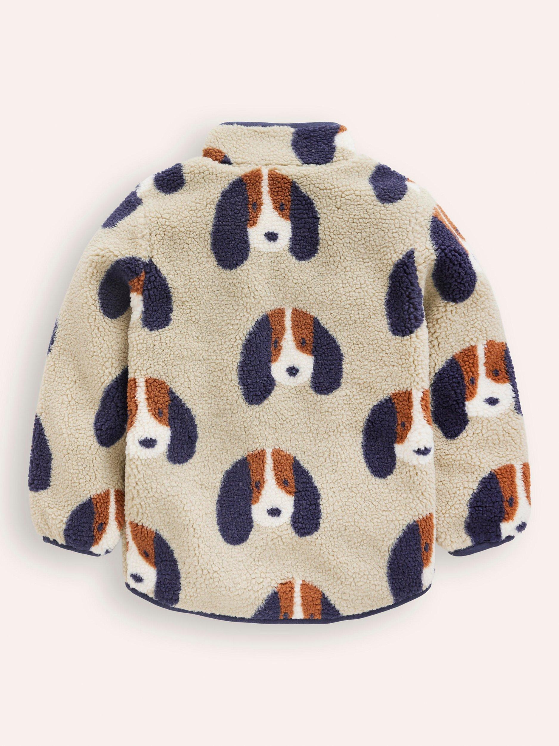 Mini Boden Kids Cosy Borg Jacket Oatmeal Pups