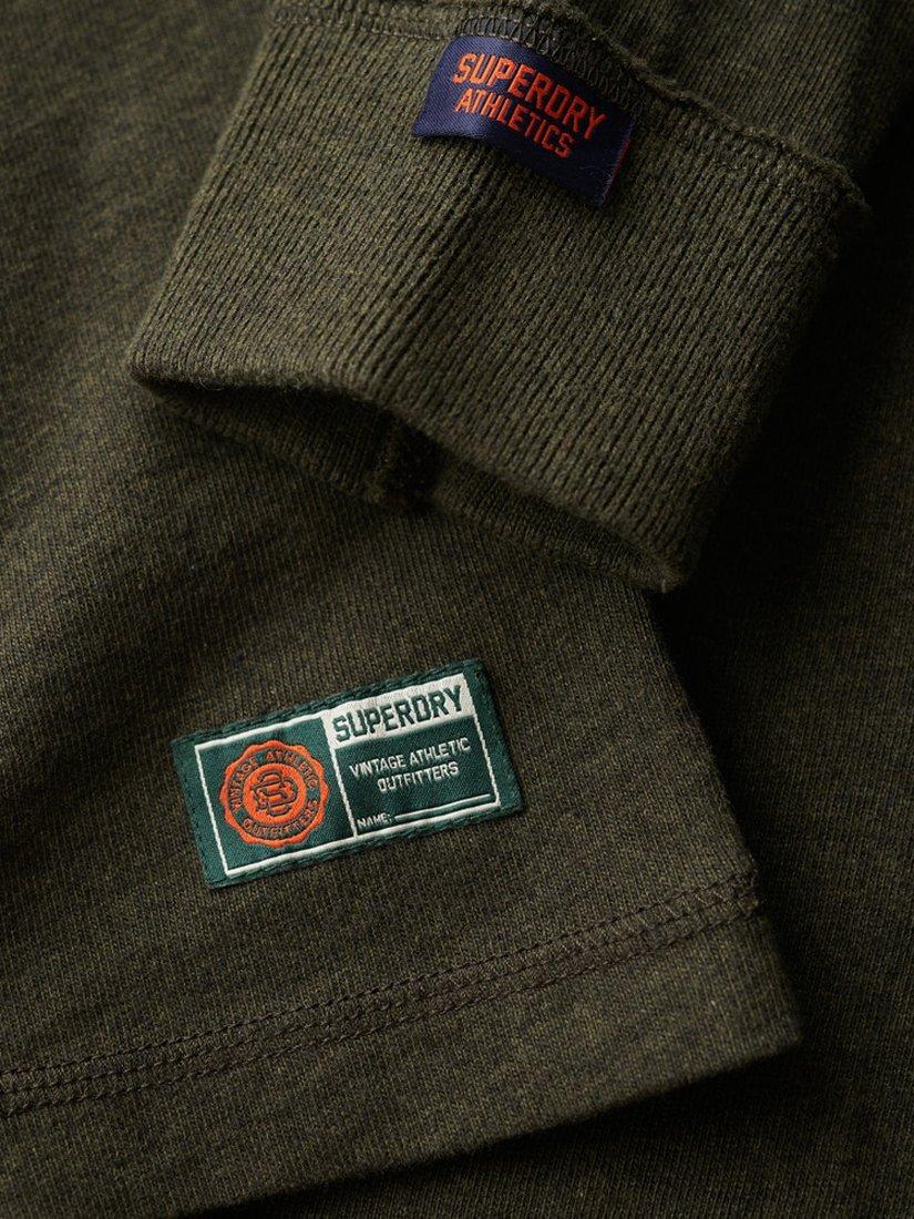 Product image 4 of 7, which shows Superdry Vintage Athletic Long Sleeve Grandad Top, Campus Green Grit, S