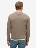 Superdry Long Sleeved Jersey Grandad Top, Walnut Brown