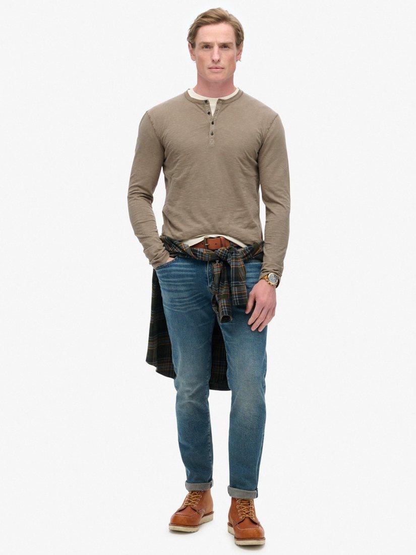 Product image 3 of 6, which shows Superdry Long Sleeved Jersey Grandad Top, Walnut Brown, S