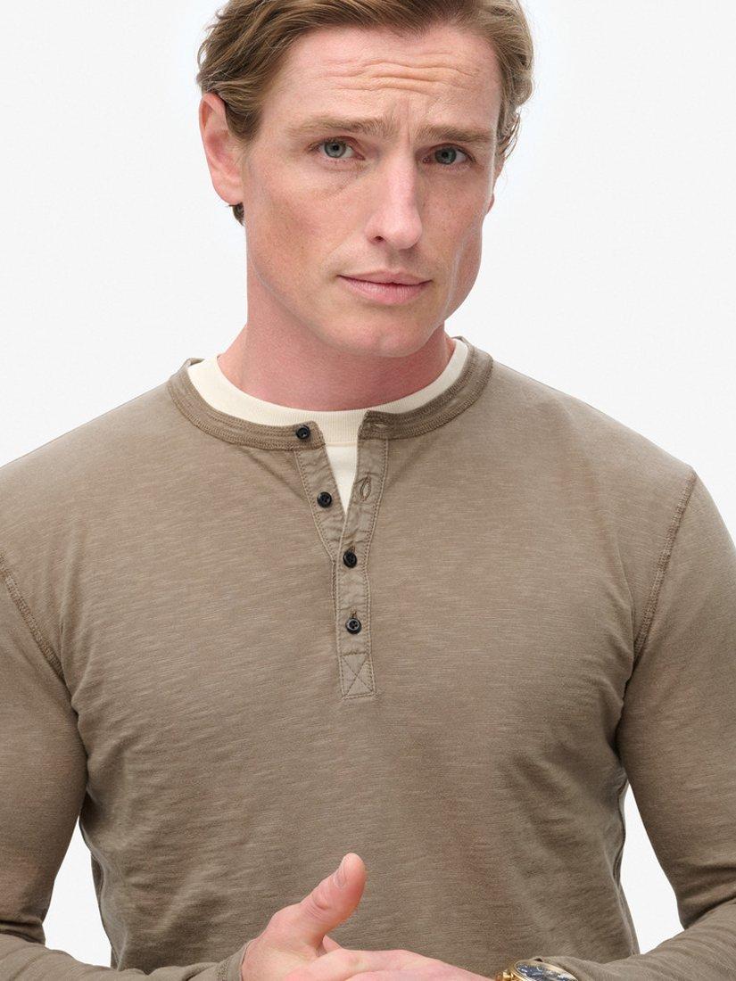 Product image 4 of 6, which shows Superdry Long Sleeved Jersey Grandad Top, Walnut Brown, S