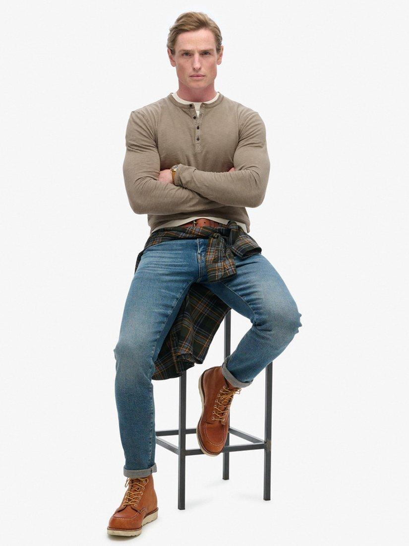 Product image 5 of 6, which shows Superdry Long Sleeved Jersey Grandad Top, Walnut Brown, S