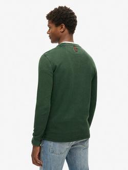 Superdry Vintage Textured Cotton Grandad Top - view 2, Enamel Green