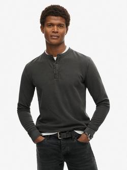Superdry Vintage Textured Grandad Top, Washed Black, Washed Black